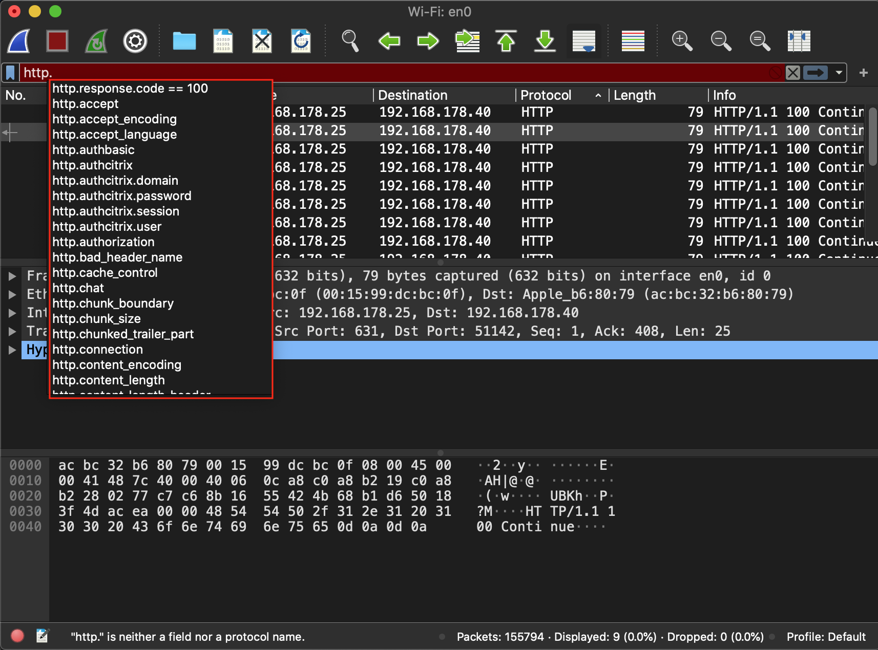 Wireshark Filter-Kontextmenü