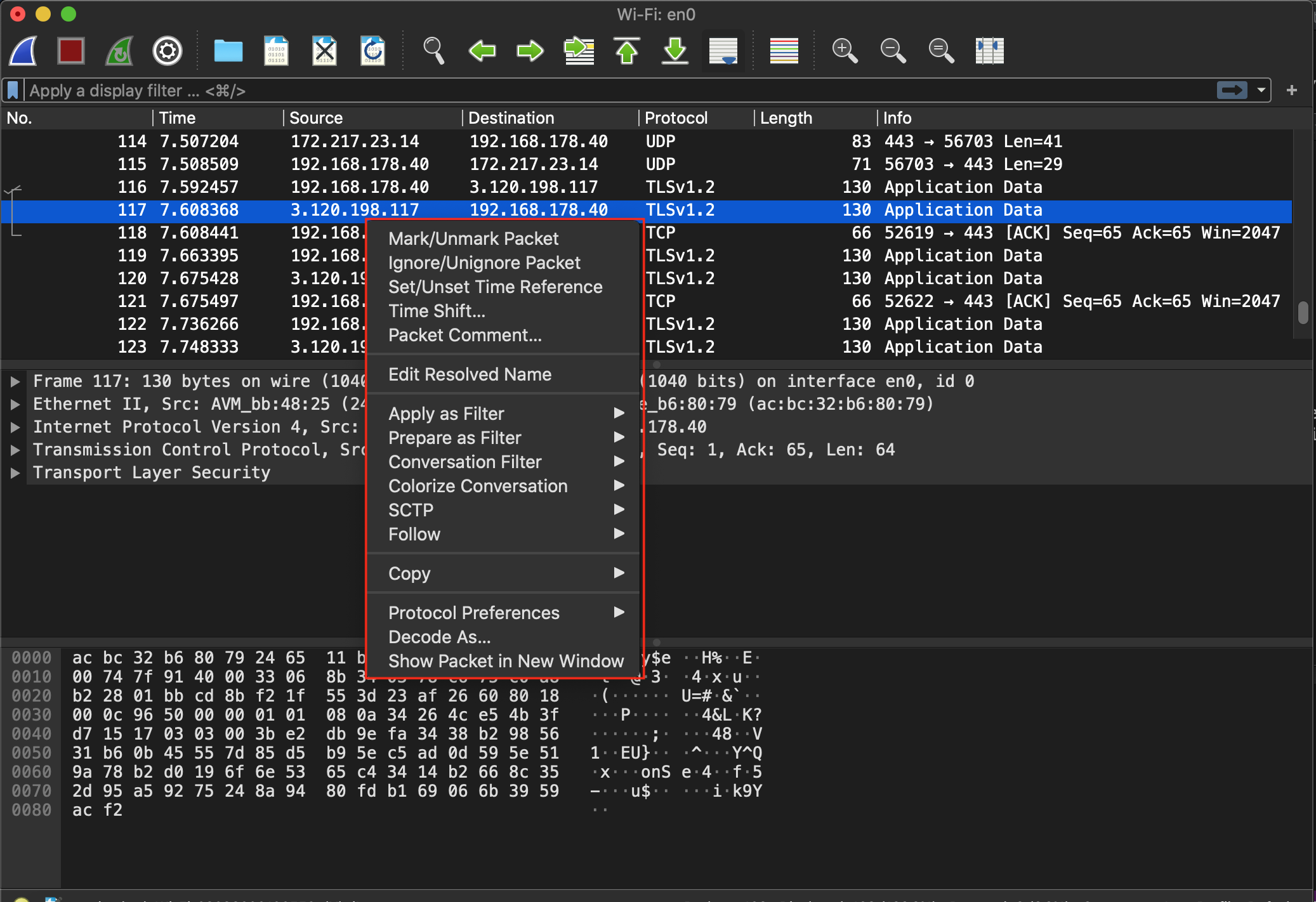 Wireshark Paketmarkierung