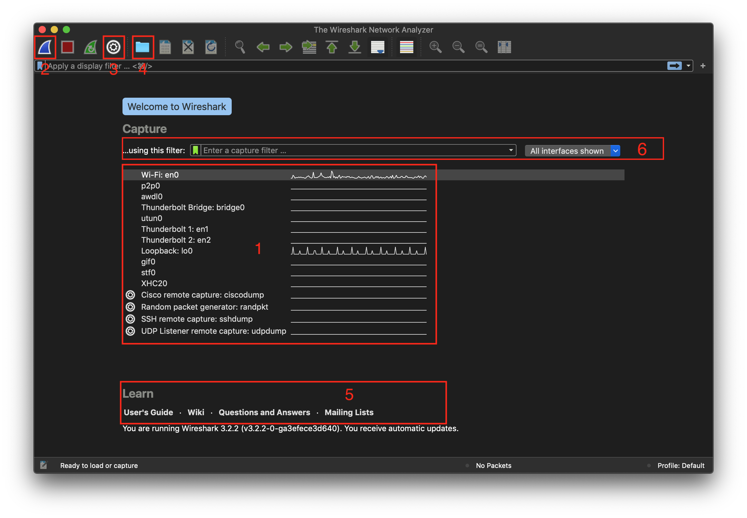 Wireshark Startbildschirm