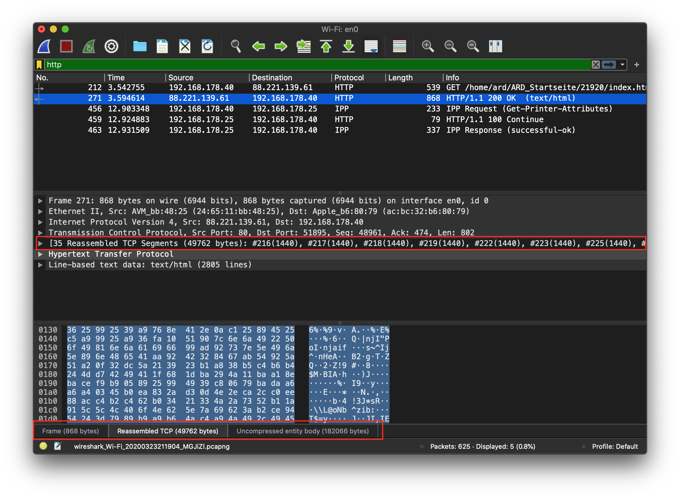 Wireshark Paketdarstellungen